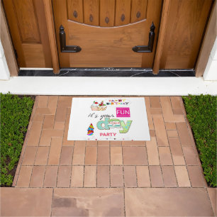 FUN Cupcake Happy Birthday Door Mat