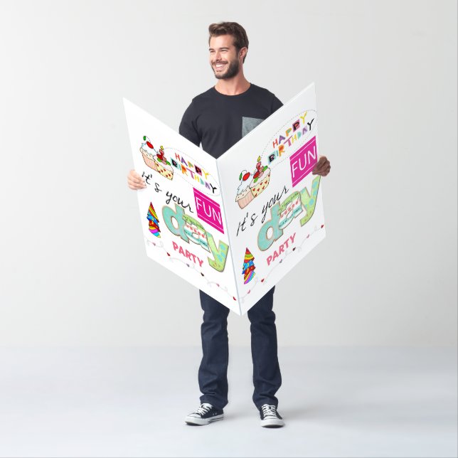 FUN Cupcake Large Happy Birthday Card  (In Situ)