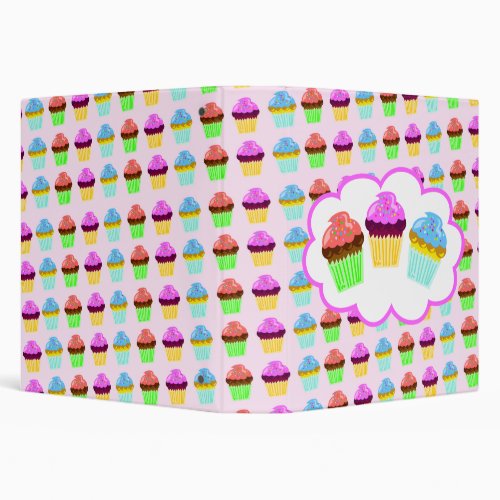 Fun Cupcake Pattern Cute Dessert Art Fun Binder