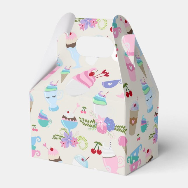 Fun Cupcake Sweets Birthday Party Pattern Favor Boxes (Back Side)