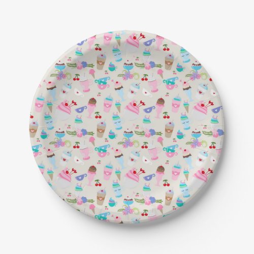 Fun Cupcake Sweets Birthday Party Pattern Paper Plates