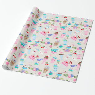 Fun Cupcake Sweets Birthday Party Pattern Wrapping Paper