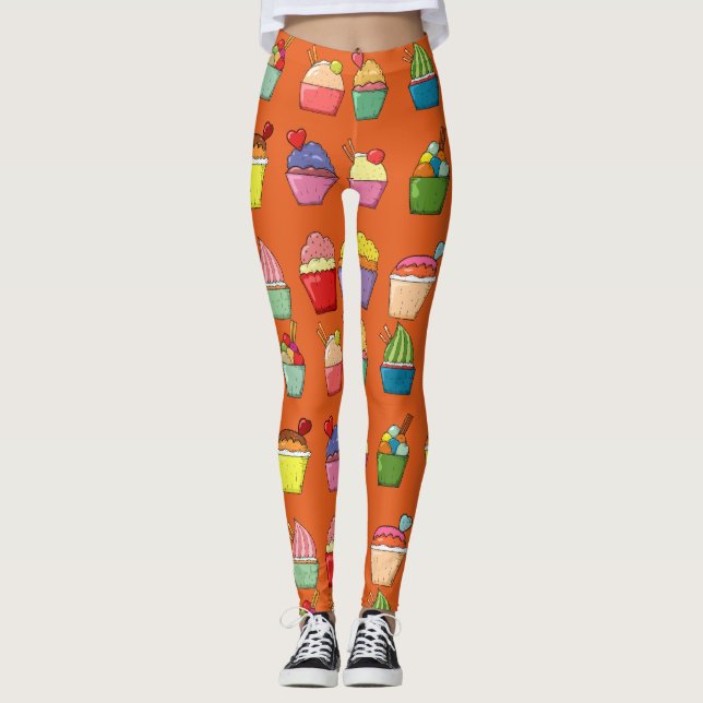 Fun cupcakes l Dessert Colorful orange Leggings (Front)