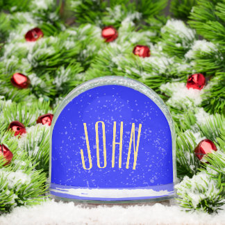 Fun Curved Text On Bright Royal Blue Background Snow Globe