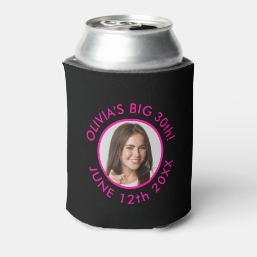 Fun Custom 30th Portrait 2 Photo Birthday Party  Can Cooler