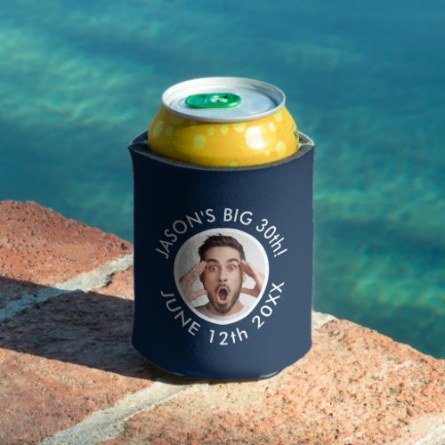 Fun Custom 30th Portrait 2 Photo Birthday Party Can Cooler