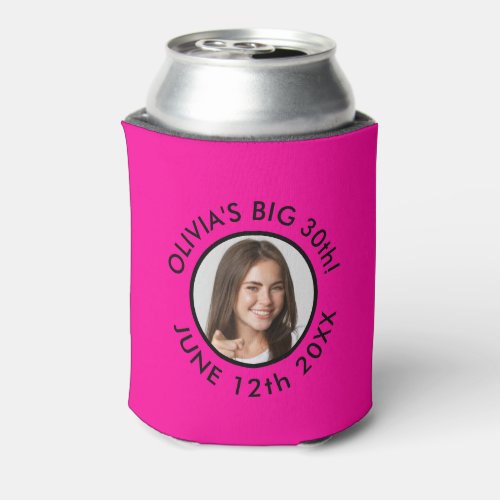 Fun Custom 30th Portrait 2 Photo Birthday Party Can Cooler