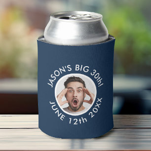 Fun Custom 30th Portrait 2 Photo Birthday Party Can Cooler