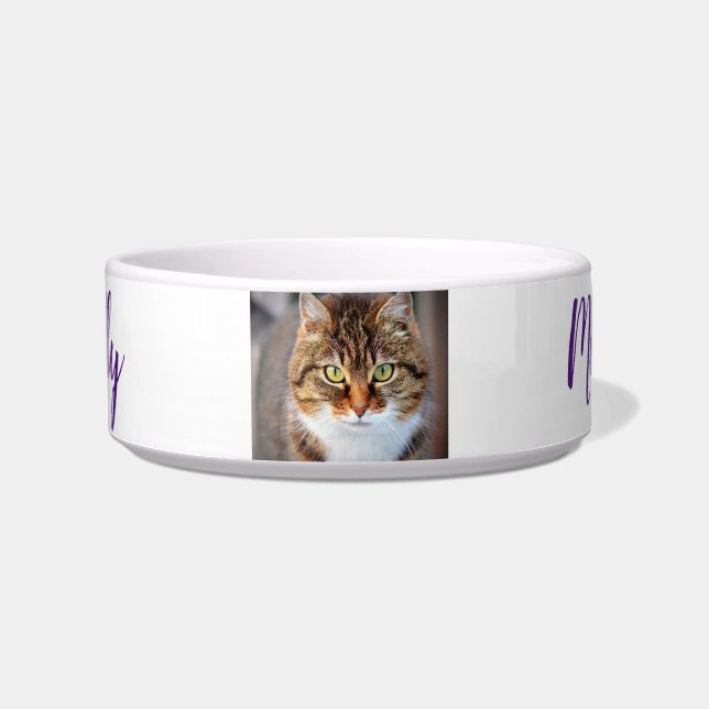 Fun custom add your favorite cat photo and name, bowl (Front)