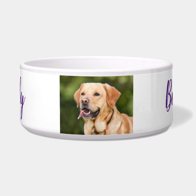 Fun custom add your favorite pet photo and name, bowl (Front)