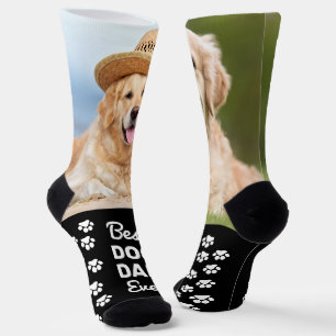 Fun Custom Best DOG DAD Personalized 2 Pet Photo  Socks