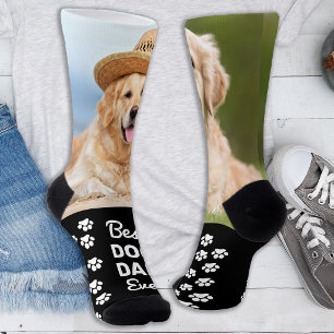 Fun Custom Best DOG DAD Personalized 2 Pet Photo Socks