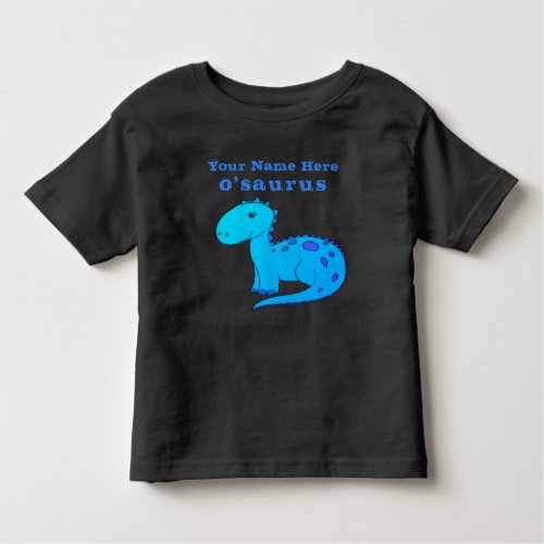 Fun Custom Blue Dinosaur With Childs Name Toddler T_shirt