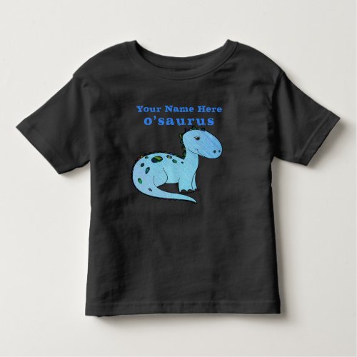 Fun Custom Blue Dinosaur With Childs Name Toddler T_shirt