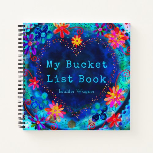 Fun Custom Blue Heart My Bucket List Book