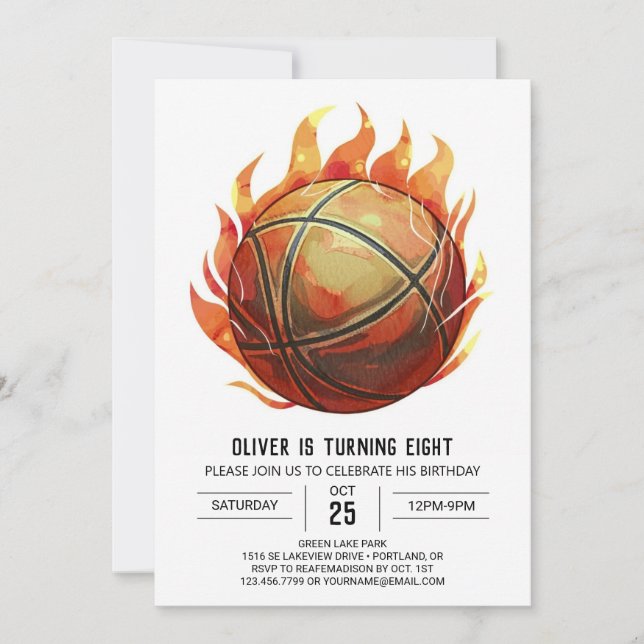 Fun Custom Boy Basketball Birthday Invitation (Front)