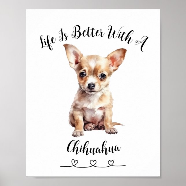 Fun Custom Chihuahua Poster "Tiny but Mighty" (Front)