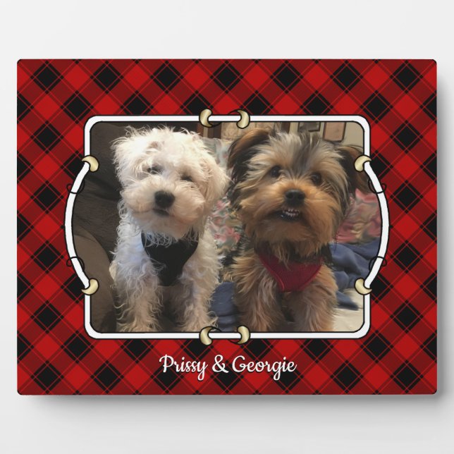 Fun Custom Christmas Red & Black Plaid Photo Frame (Front)