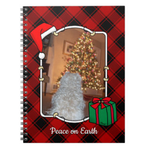 Fun Custom Christmas Red & Black Plaid Photo Frame Notebook