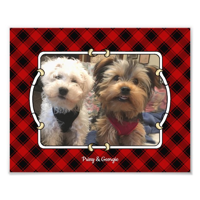 Fun Custom Christmas Red & Black Plaid Photo Frame Print (Front)