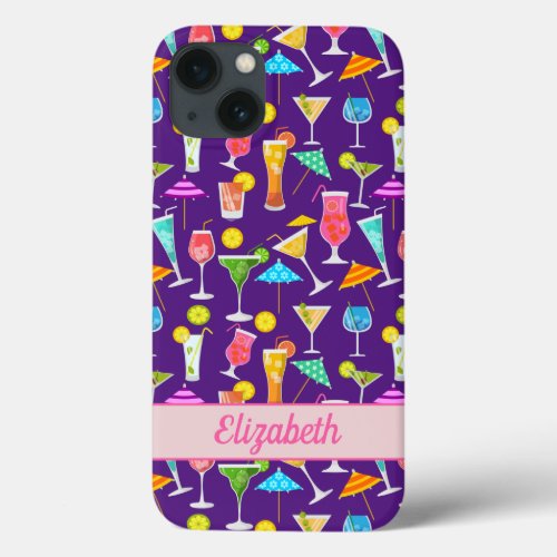 Fun Custom Cocktail Party Pattern iPhone 13 Case