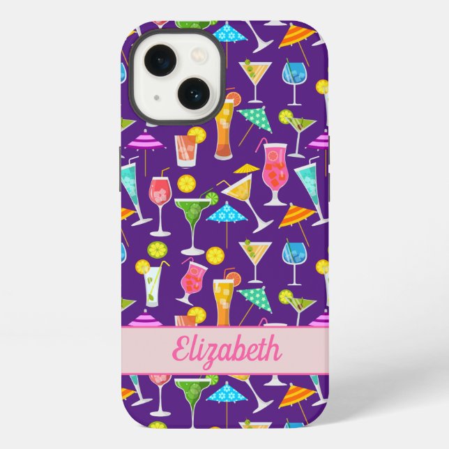 Fun Custom Cocktail Party Pattern Iphone Case (Back)