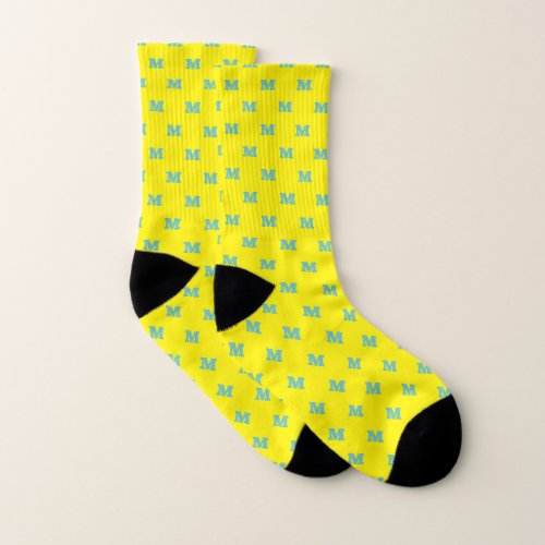 Fun custom color mens socks with monogram pattern