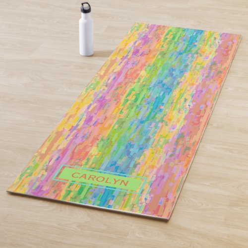 Fun Custom Colorful Whimsical Stripes Art Pattern Yoga Mat
