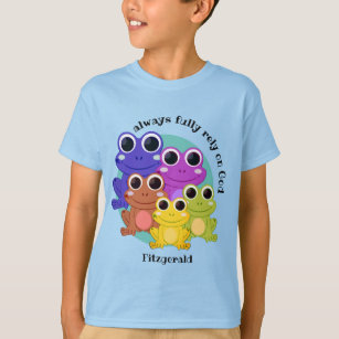 Fun Custom FULLY RELY ON GOD Frog Christian Boys T-Shirt