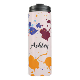 Fun Custom Name Colorful Paint Drips Thermal Tumbler