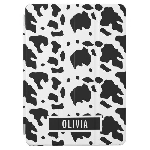 Fun Custom Name Holstein Cow Animal Print Pattern iPad Air Cover