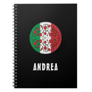 Fun Custom Name Italy Italian Flag Pepperoni Pizza Notebook