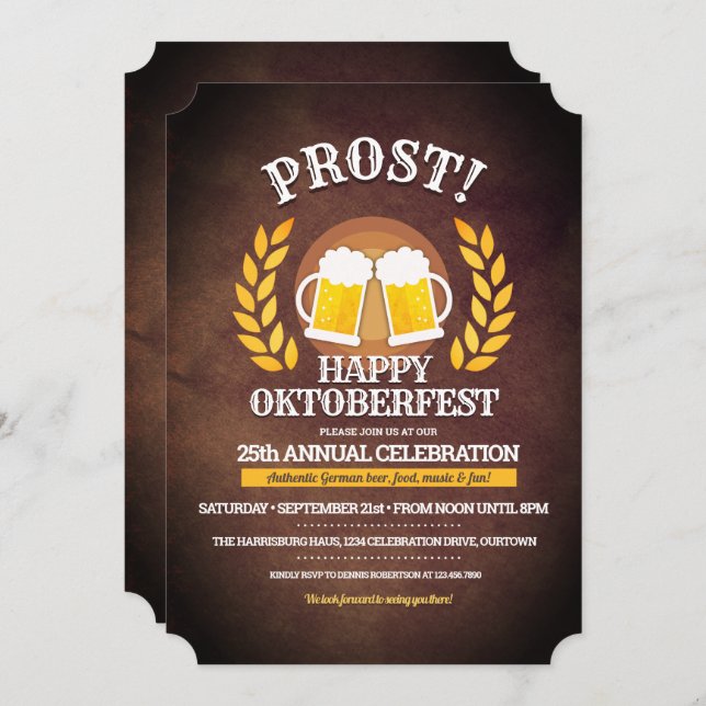 Fun Custom Oktoberfest Party Invitation (Front/Back)