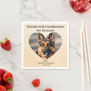 Fun Custom Pet Dog Heart Frame Thank You Wedding Napkins