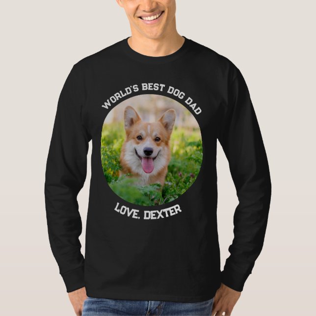 Fun Custom Pet Photo Circle World's Best Dog Dad T T-Shirt (Front)