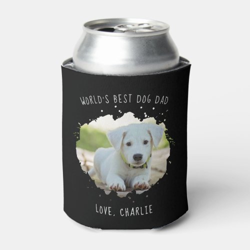 Fun Custom Pet Photo Splash Best Dog Dad Can Cooler
