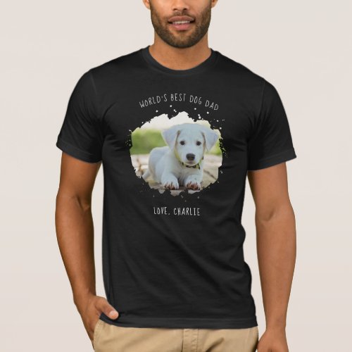 Fun Custom Pet Photo Splash Worlds Best Dog Dad T_Shirt