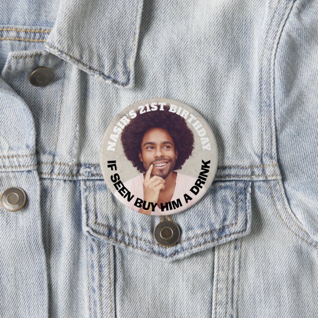 Fun Custom Photo Birthday Party Favor Button (In Situ)