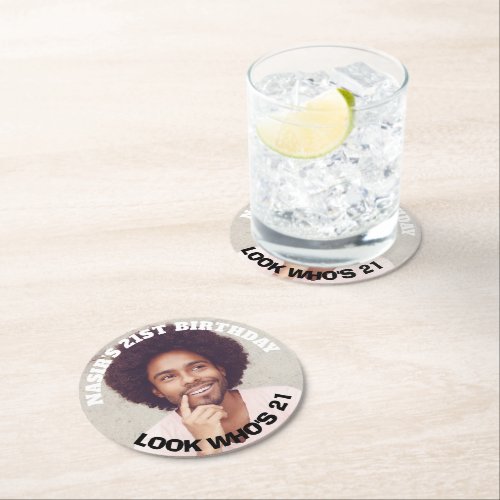 Fun Custom Photo Birthday Party Favor Round Paper Coaster