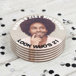 Fun Custom Photo Birthday Party Favor Round Paper Coaster