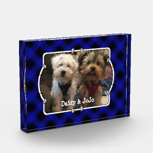 Fun Custom Photo Frame Classic Blue & Black Plaid Acrylic Award