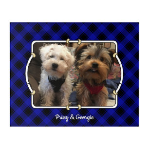 Fun Custom Photo Frame Classic Blue & Black Plaid Acrylic Print