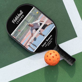 Fun Custom Photo  Text Black Personalized Pickleball Paddle by colorfulgalshop at Zazzle