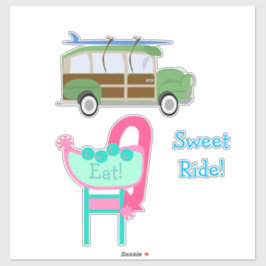 Fun Custom Retro Fifties Neon Sign and Car Set Sticker