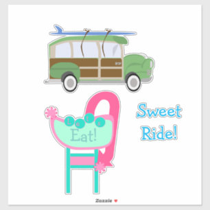 Fun Custom Retro Fifties Neon Sign and Car Set Sticker