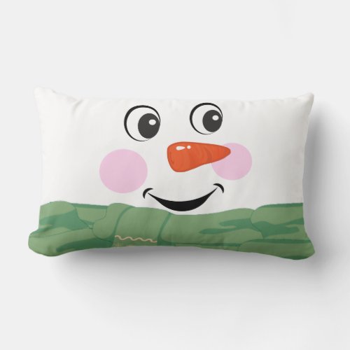 Fun Custom Snowman with Green Scarf  Lumbar Pillow