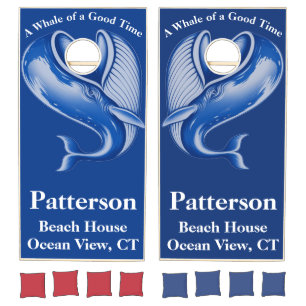 Fun Custom Whale of A Good Time Beach House Cornhole Set
