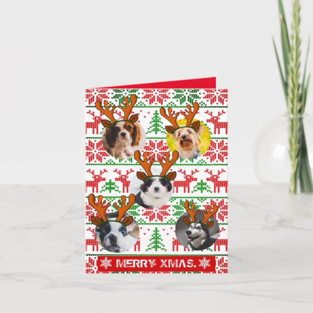 Fun custom Xmas elf photo in hole pet Invitation (Front)
