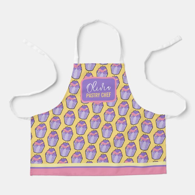 Fun Customizable Cupcake Kitchen Apron for Kids (Front)