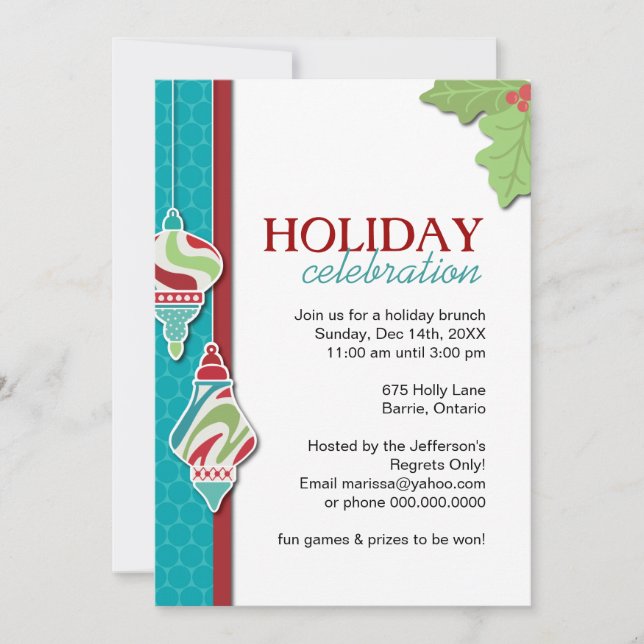 Fun Customizable Holiday Party Invitation (Front)